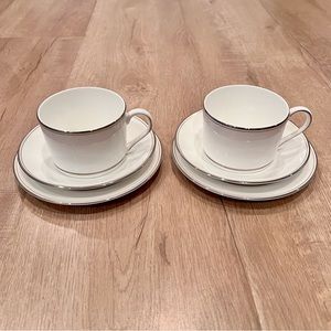 2 Sets Wedgwood VERA WANG Fidelity 3 PCs Place Setting - Tea Cup Saucer & Plates